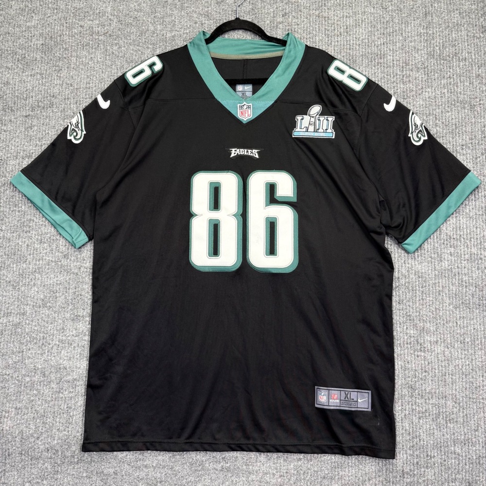 Nike Philadelphia Eagles Zach Ertz 86 Super Bowl LII Jersey Mens XL Black